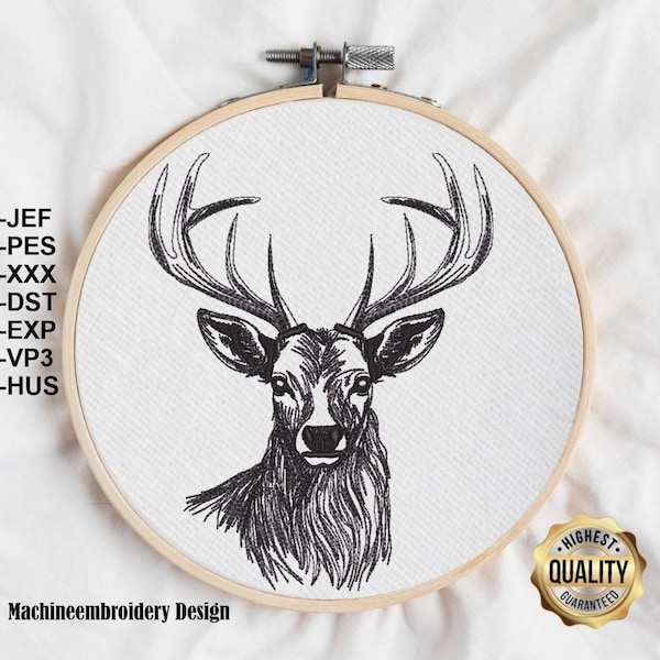 Embroidery Deer head/Stickdatei Hirschkopf Design, Motive, Patterns for Machine embroidery design, INSTANT DOWNLOAD