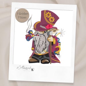 Embroidery Gnome steampunk/ Embroidery file Gnome Steampunk embroidery Design, gnome Motif for Machine embroidery Pattern, INSTANT DOWNLOAD