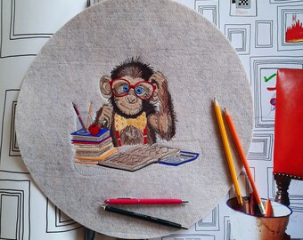 Fichier de broderie Nerd Monkey / Nerd singe