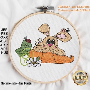 Embroidery Rabbit with carrot/ Embroidery file rabbit with carrot, animal Easter Design, for Machine Embroidery, Instant Download