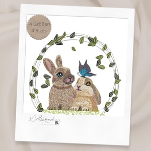 Embroidery Bunny with Butterfly/ Hasen mit Schmetterling / cute animal embroidery design pattern, INSTANT DOWNLOAD
