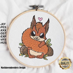 Embroidery cute Squirrel/ embroidery pattern animal and autumn motifs, design, INSTANT DOWNLOAD