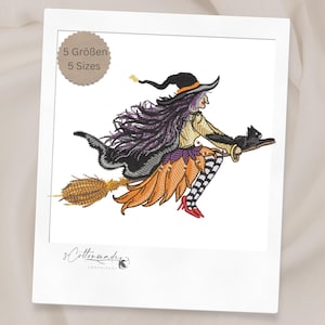 Embroidery witch halloween / Stickdatei Hexe Halloween, embroidery machine file pattern design, INSTANT DOWNLOAD