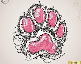 Animal paw embroidery file / Animal paw design, dog/cat design, for machine embroidery, instant download