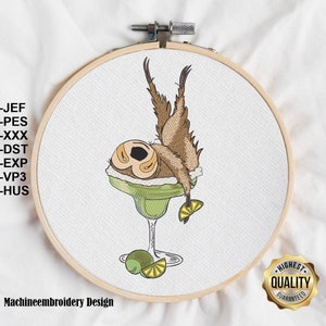 Embroidery sloth with cocktail /Stickdatei Faultier mit Cocktail / sweets Design, Motif for Machine embroidery, Pattern, INSTANT DOWNLOAD