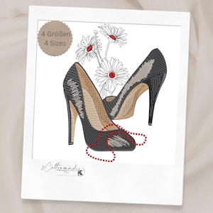 Embroidery high heel/ Stickdatei High Heels mit Blumen / Women Flower design pattern motiv with Flowers, INSTANT DOWNLOAD