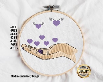 Embroidery Mothers day hand with hearts/ Stickdatei Muttertags Hand mit Herzen/ embroidery Design pattern Herz Motive, INSTANT DOWNLOAD