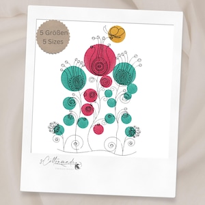 Embroidery doodle Flower 1/ Stickdatei doodle Blumen 1/ Embroidery Design Pattern flowers Motive, design, INSTANT DOWNLOAD