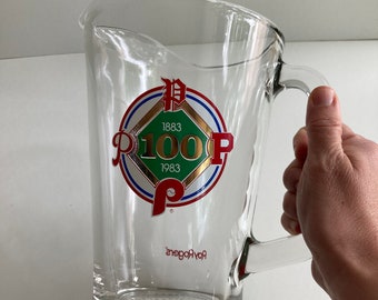 Vintage 1983 Roy Rogers 100th Anniversary Phillies Pitcher, Vintage Glass Phillies Collectible Pitcher