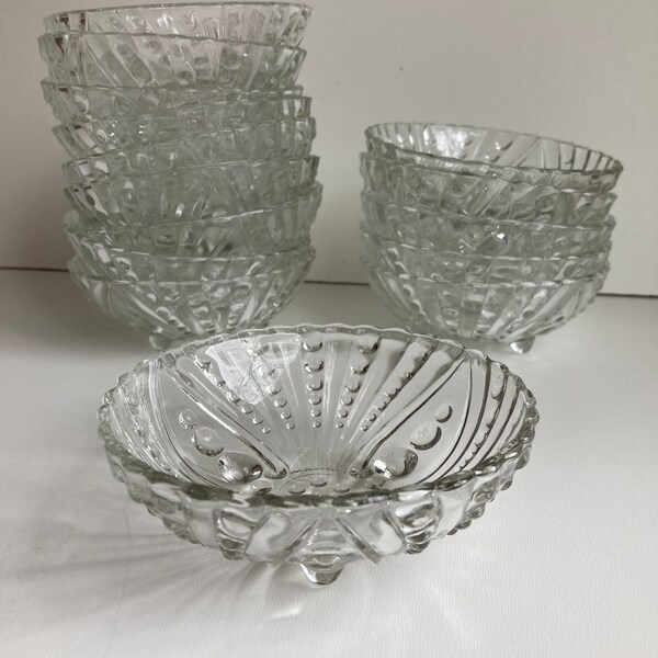 Vintage Anchor Hocking Glass Small Bowl, Vintage Bowl Stripes and Dots, Mid Century Glass Bowl Small, Retro Vintage Bowl