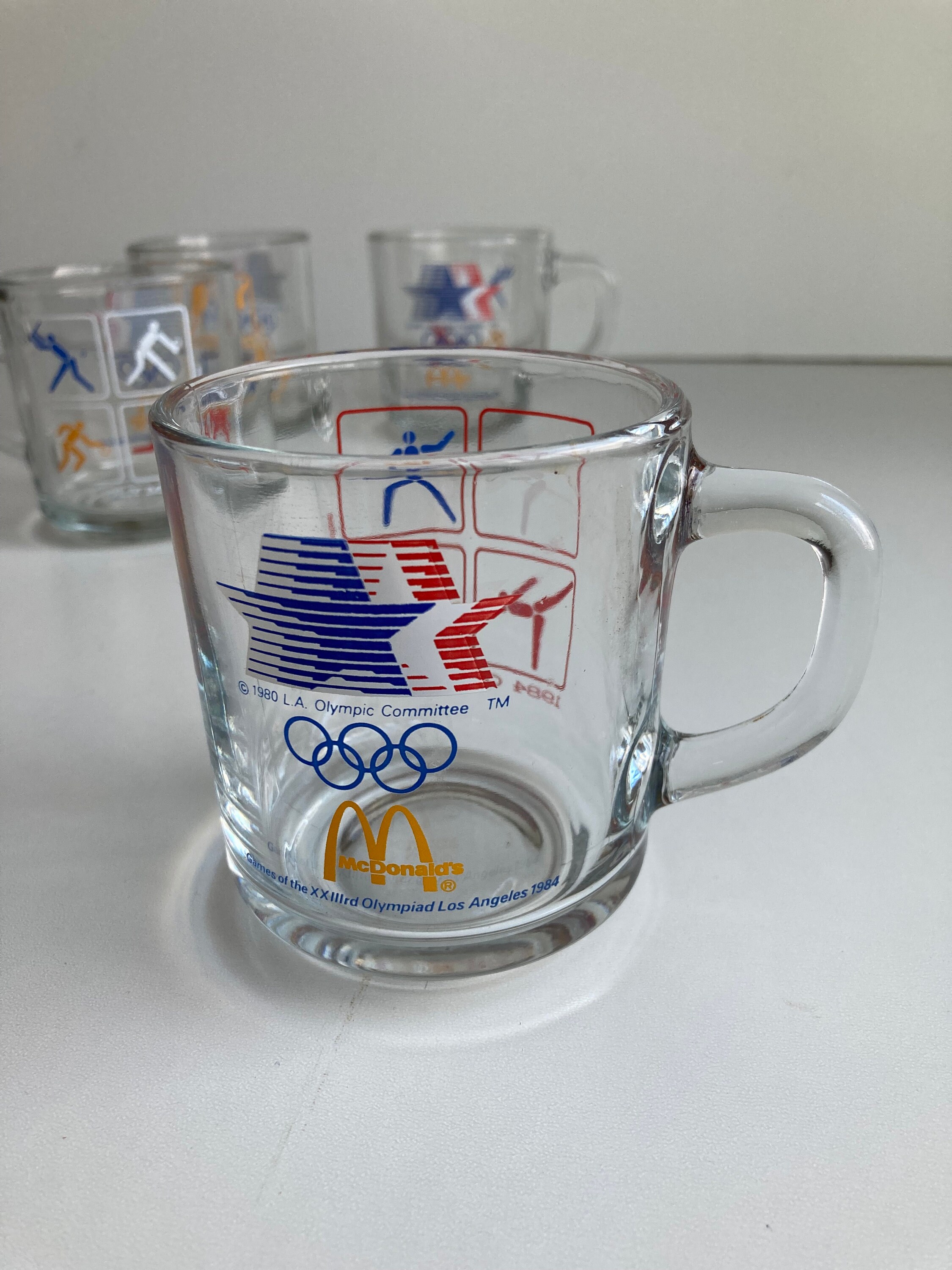 Vintage 1984 Olympics Mcdonalds Glass Cups Set, Set of 4 Vintage