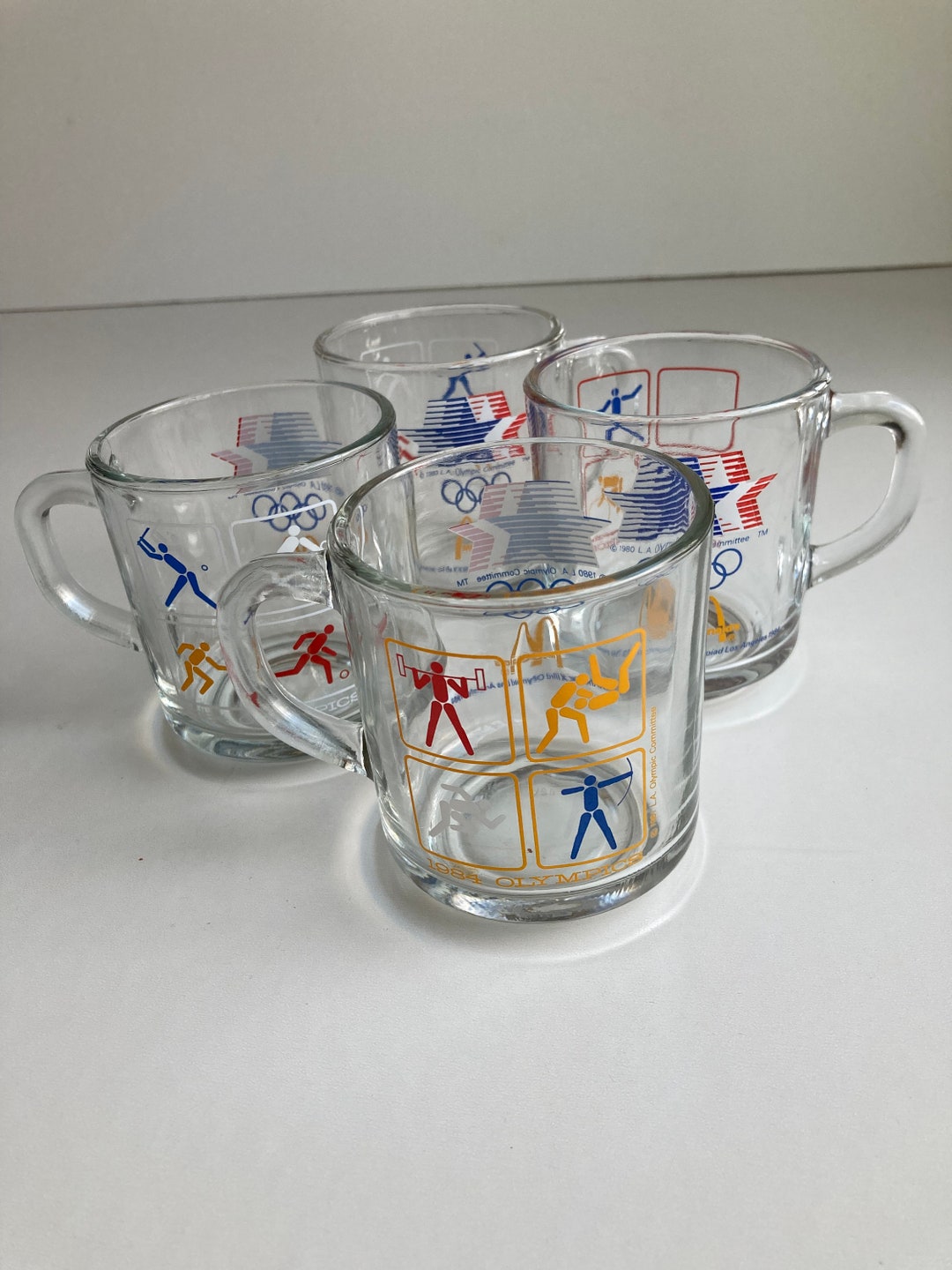 Vintage 1984 Olympics Mcdonalds Glass Cups Set, Set of 4 Vintage