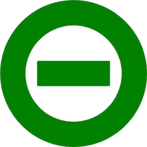 May include: A green circle with a horizontal line across the center. The circle is outlined in a darker shade of green.