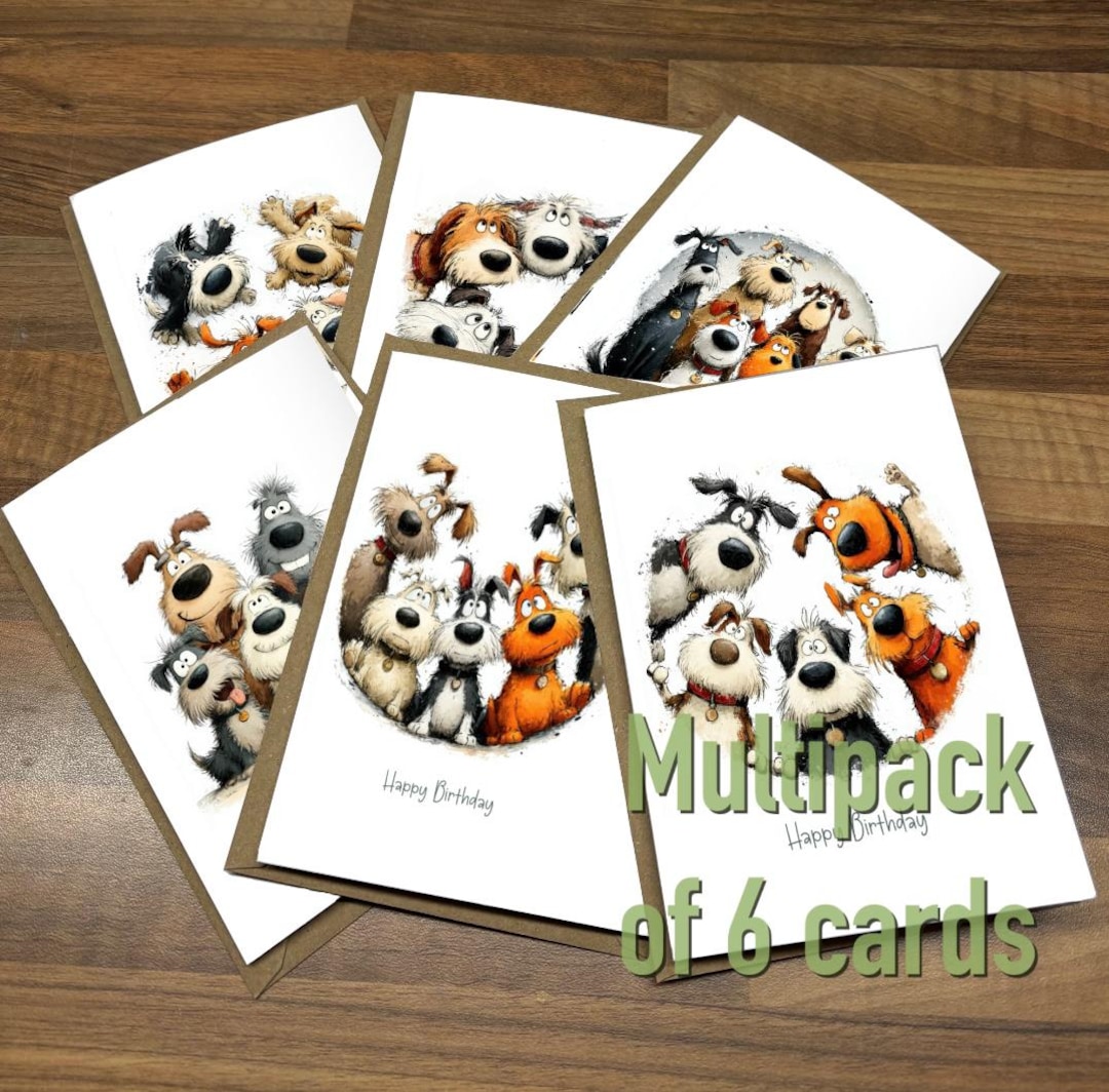 Funny Scruffy Dogs Birthday Card Pack: Handmade A6 Cards - Etsy UK