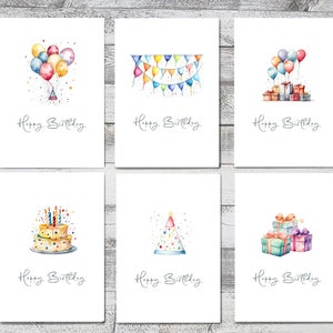 Birthday Card Pack Six Bright Colourful Fun Birthday Cards Various Designs Multipack Variety of Unisex Cards Including Envelopes Free P&P