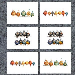 Handmade Cartoon Bird Notelet Cards: Funny Any Occasion Cards