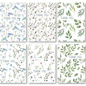 Thank You Card Pack 6 Handmade Wild Herb Designs Pretty Botanical Illustrations Multipack