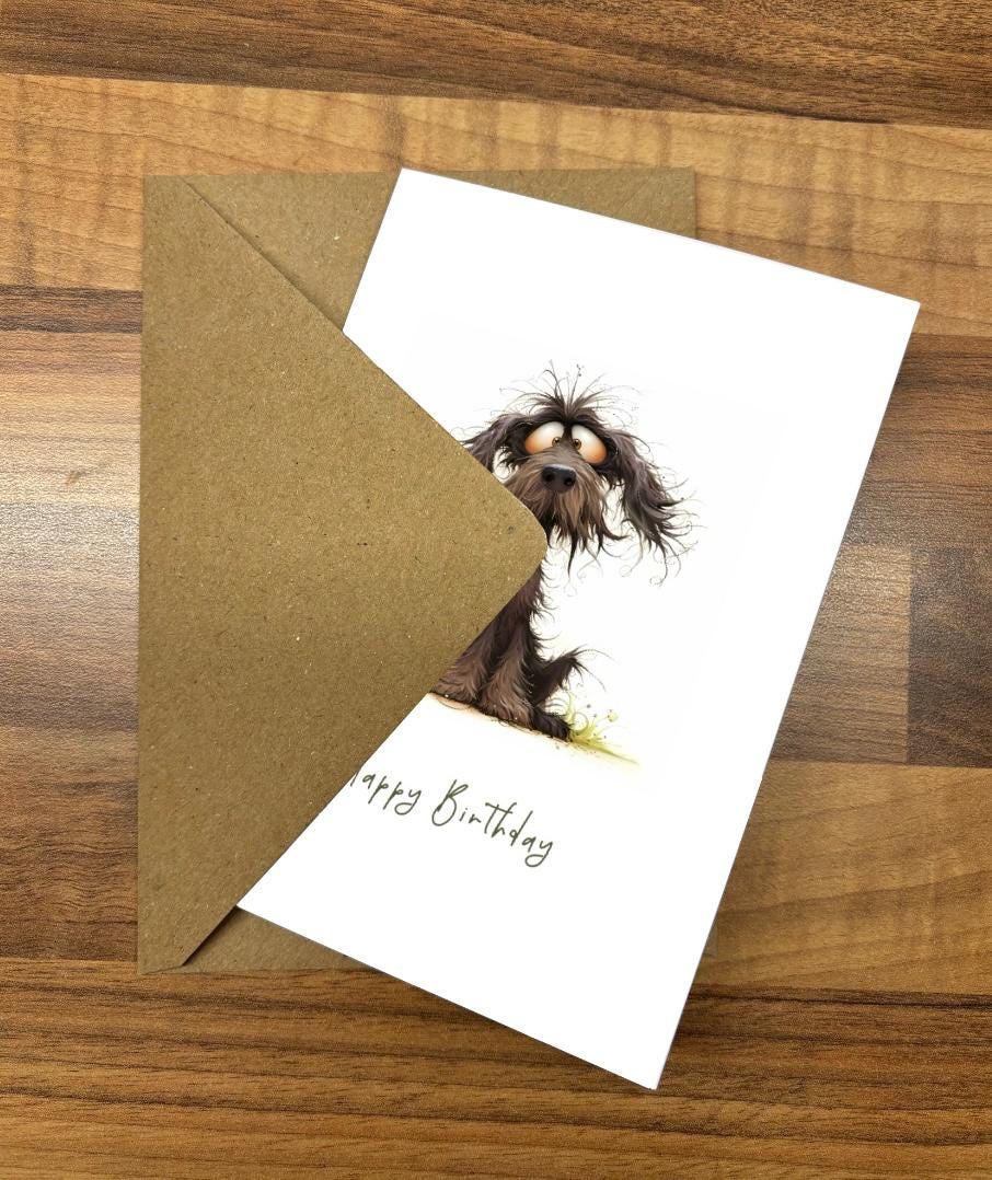 Funny Messy Dog Birthday Card Pack: Watercolour Style Handmade Greeting ...