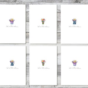 Just a Little Note Card Pack 6 Hand Made Cards  Simple Elegant Sweet Little Watercolour Tulip Designs Minimalist Style Cards