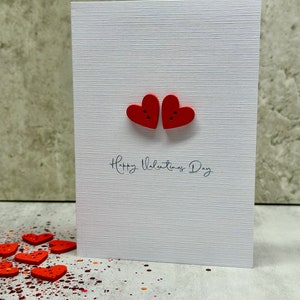 Valentines Card, Little Wooden Hearts, Single Card, Embossed Envelope, Hand Made, Unisex Card For Him For Her, Embellished Card