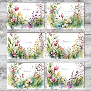 Thank You Card Pack 6 Handmade Cards Greeting Cards Pretty Garden ...