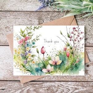 Thank You Card Pack 6 Handmade Cards Greeting Cards Pretty Garden ...