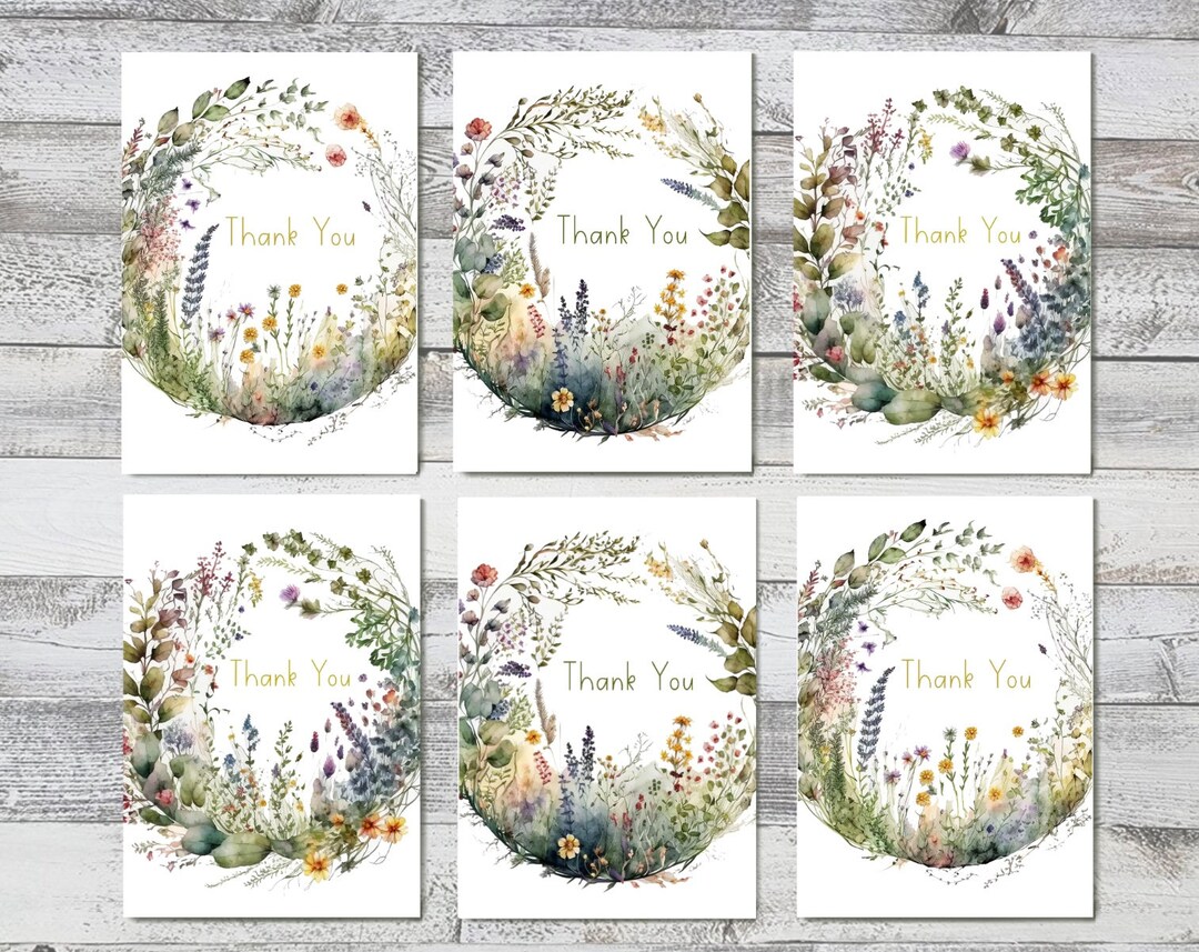 Thank You Cards Pack of 6 Handmade Cards Multi Pack of Thank You Cards