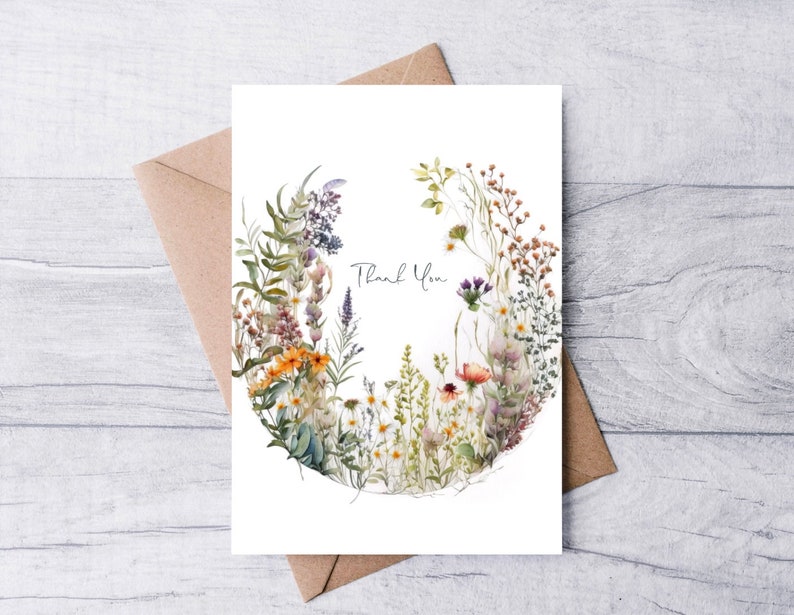 Handmade Watercolor Wildflower Thank You Cards - Pack of 6 - Etsy UK