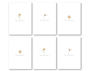 Just a Little Note… Card Pack  6 Hand Made Cards  Simple Elegant Sweet Little Watercolour Daisy Designs  Minimalist Style Cards