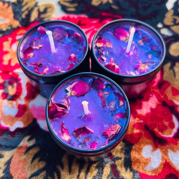 Mama Rose’s Candle Set: rose crystals self love self care altar witch ritual birthday heart chakra herbs essential oils Mother’s Day Gift