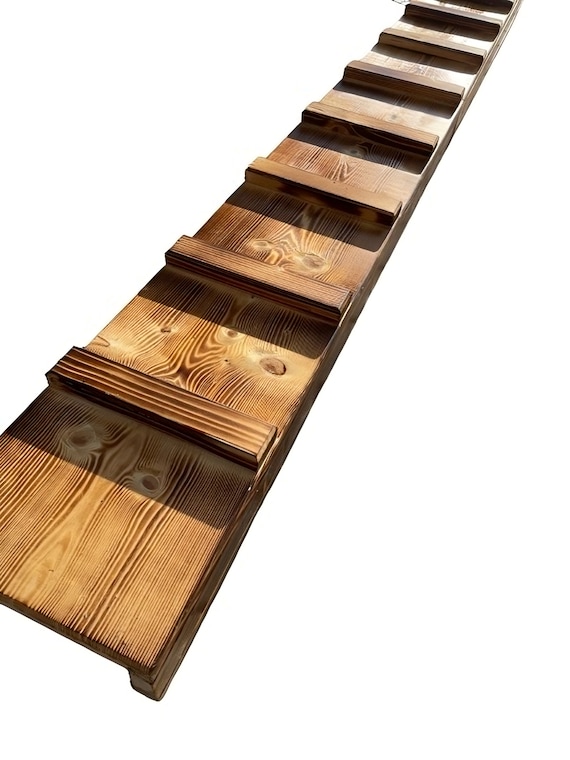 MediKratz wooden cat ladder – handmade cat stairs, weatherproof, stable,  outdoor indoor climbing aid for Primary color: Abgeflammt mit Lasur