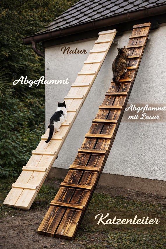 Medikratz Wooden Cat Ladder – Handmade Cat Stairs, Weatherproof