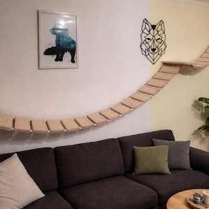 Parc mural MediKratz pour chats / Catalk / Mobilier pour chats / Escalier pour chats / Marches pour chats / Flammé (rustique)