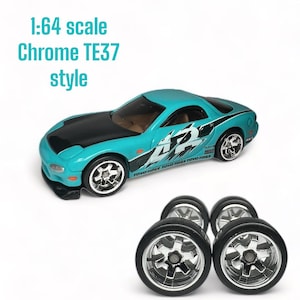 1:64 TE37 chrome wheels custom hot wheels JDM