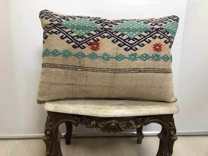 tribal kilim pillow sofa pillow lumbar kilim pillow anatolian klim pillow 16x24 turkish kilim pillow cushion cover floor pillow