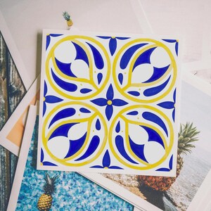 Portuguese Tile Traditional Wall Art. Hand Painted Azulejo Print on Fine Art Paper or Digital Download, 4 Size Options for Home Decor
