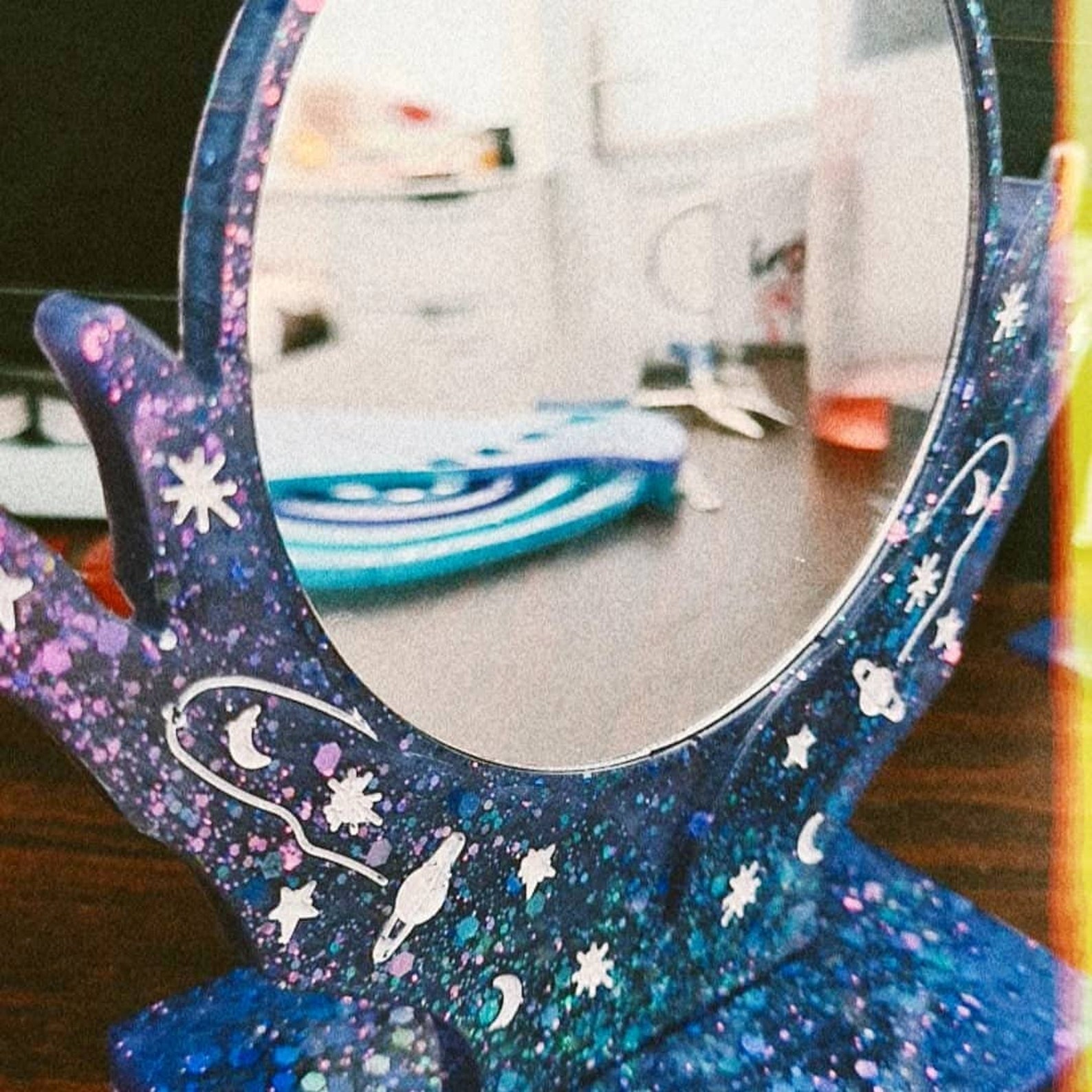 Epoxy Resin Home Decor Celestial Mirror Display Etsy