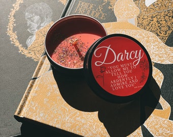 Vela Darcy, inspirada en Orgullo y Prejuicio, vela de soja perfumada hecha a mano pura, regalo de Navidad