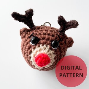 No-Sew Reindeer Amigurumi Crochet Pattern: Ginny Toy Keychain (Digital Pattern)