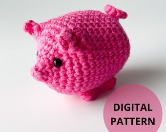 no-sew PIG amigurumi - DIGITAL PATTERN | Animal crochet toy | Crochet keychain | Crochet Photo Tutorial | Amigurumi all in one