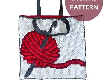 Crochet Project Bag Pattern: C2C Tote with Lining (PDF Download)