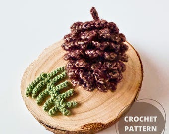 Patroon gehaakt dennenappel en groen: herfst-/winterdecoratie (pdf-patroon)