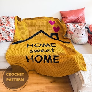 Home Sweet Home Crochet Blanket - DIGITAL PATTERN | Couch Blanket | Crochet Throw | Crochet Winter | Crochet Hug | Crocheted Blanket