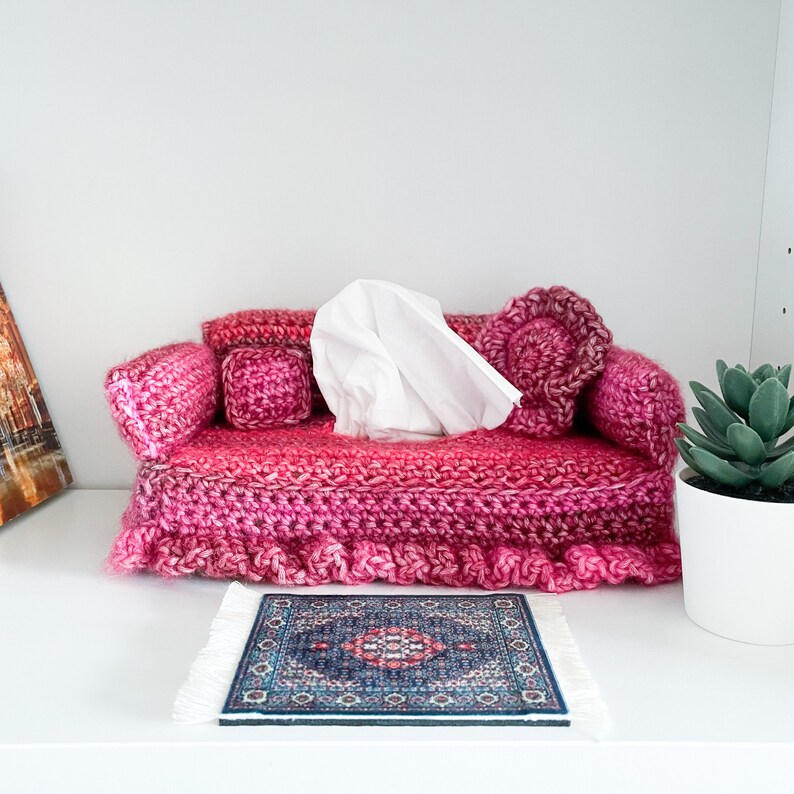 Crochet Couch Tissue Box Cover Pattern: Talicia Sofa Home Decor ...