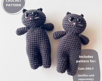 Crochet Cats Amigurumi Pattern: Carl and Carol (outfits sold separately) - AmiCrewMi (Digital Pattern)