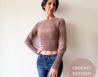 Woodey Autumn Jumper Crochet Pattern: Seamless Top-Down Sweater (Digital Pattern)