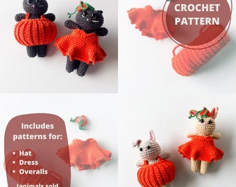 Crochet Pumpkin Outfit for AmiCrewMi - amigurumi animals (Digital Pattern)