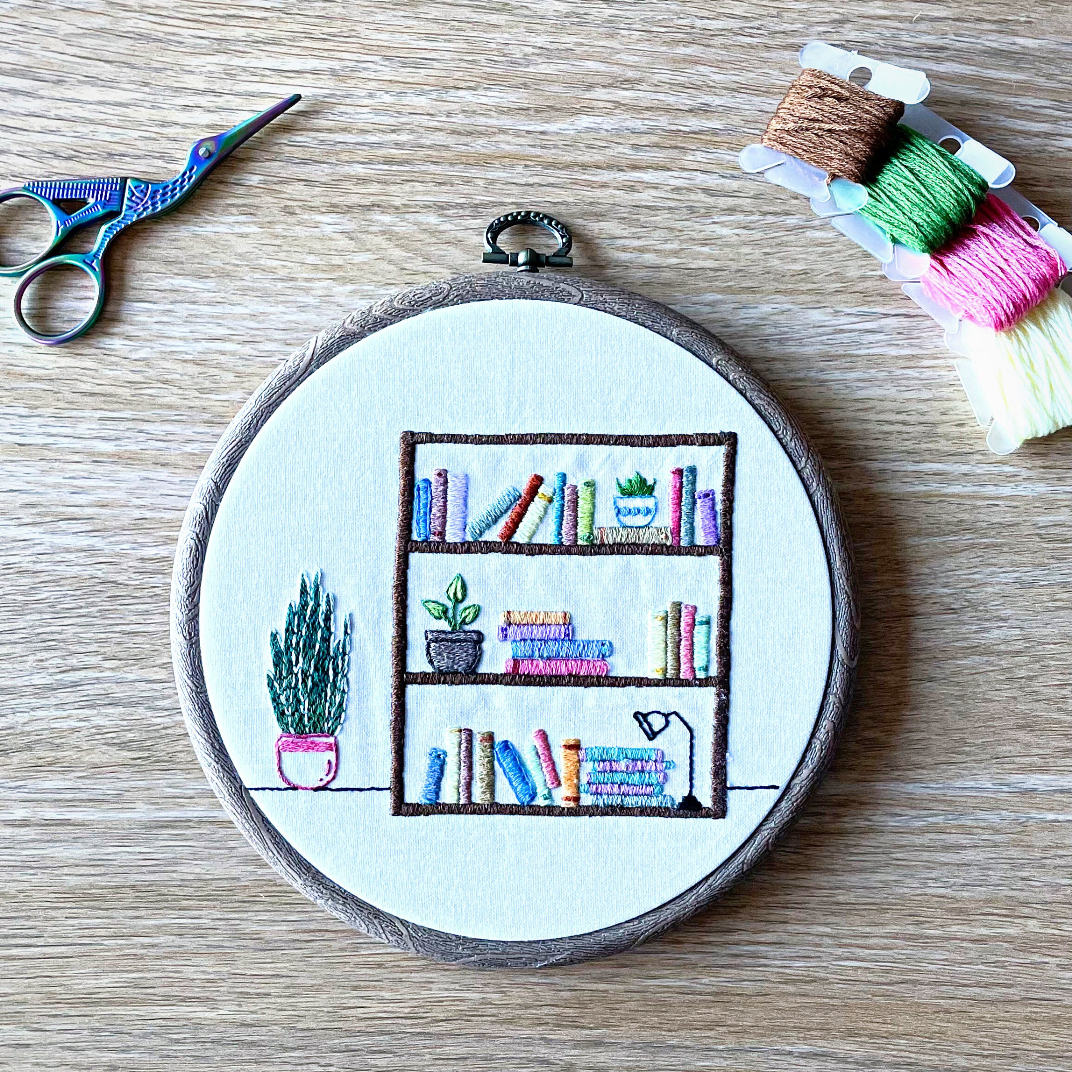 Book Embroidery Pattern Library Embroidery Bookshelf Etsy UK