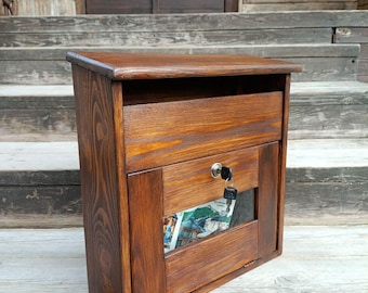 Briefkasten mit Schloss, Holzbriefkasten, Wandbriefkasten, Briefkasten holz, Briefkasten holz