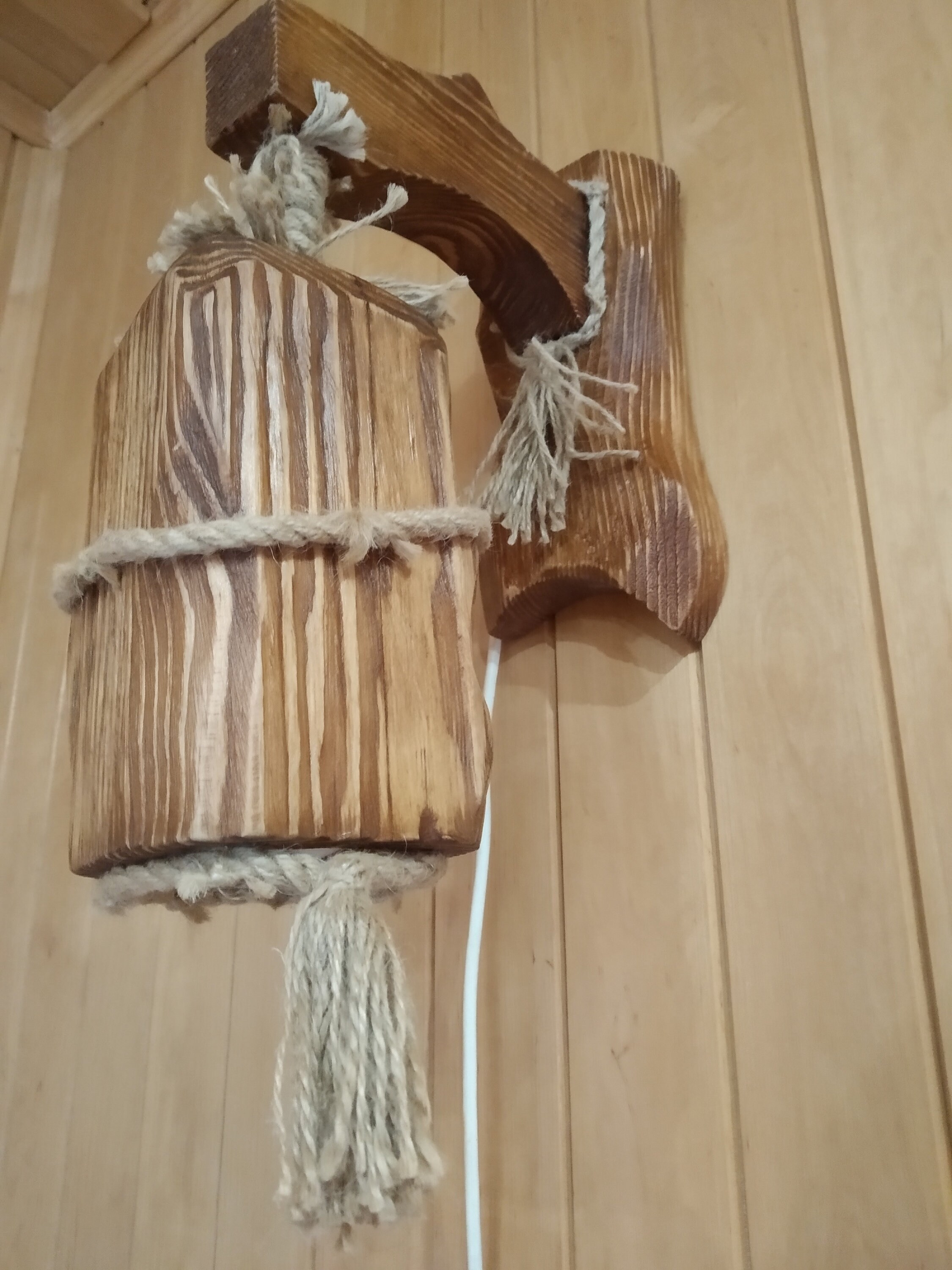 Handmade wood wall lamp Rustic hanging wall light Rustic Etsy